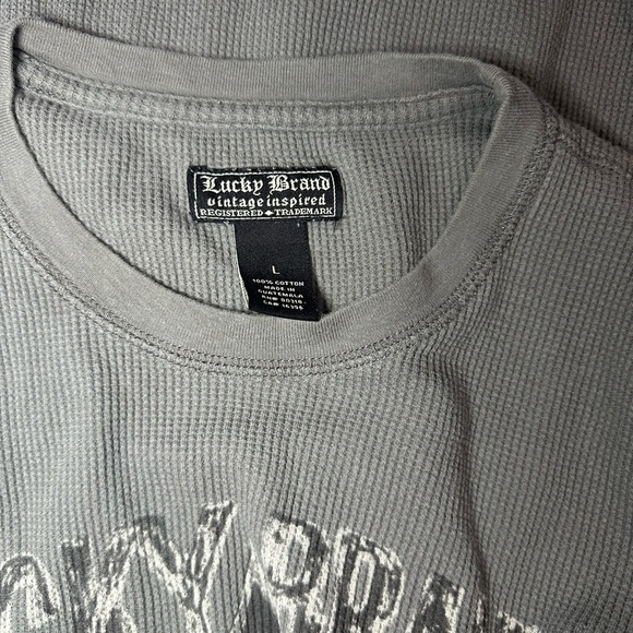 Lucky Brand Long Sleeve Gray Tee for Men - Picture 2 of 5